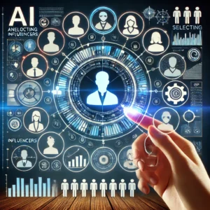 A Visualization Of Ai Algorithms Selecting Influencers. A Graphic Showing Ai Analyzing Various Influencer Profiles, Highlighting The Selection Process