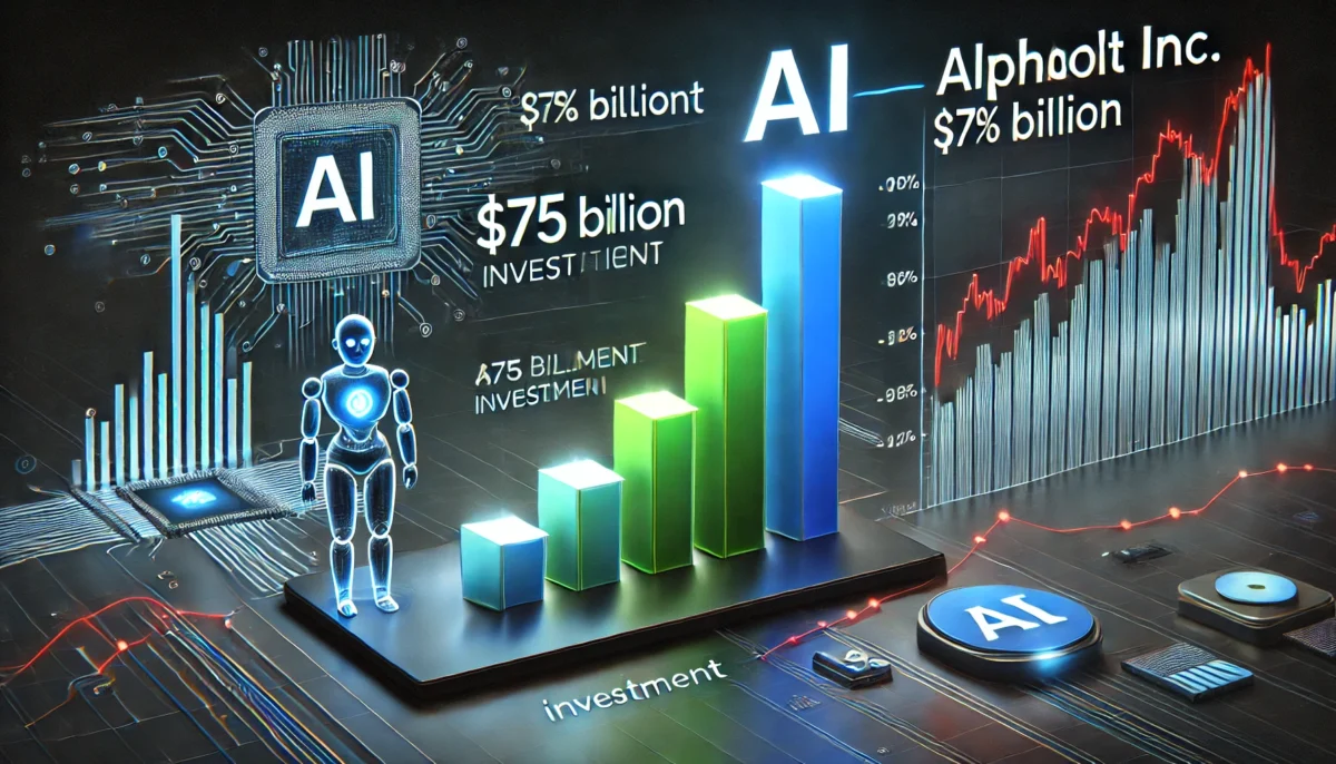 A Digital Infographic Illustrating Alphabet Inc.'s Ai Investments And Stock Price Trends. The Image Features A Bar Chart Showing Alphabet's Ai Investm